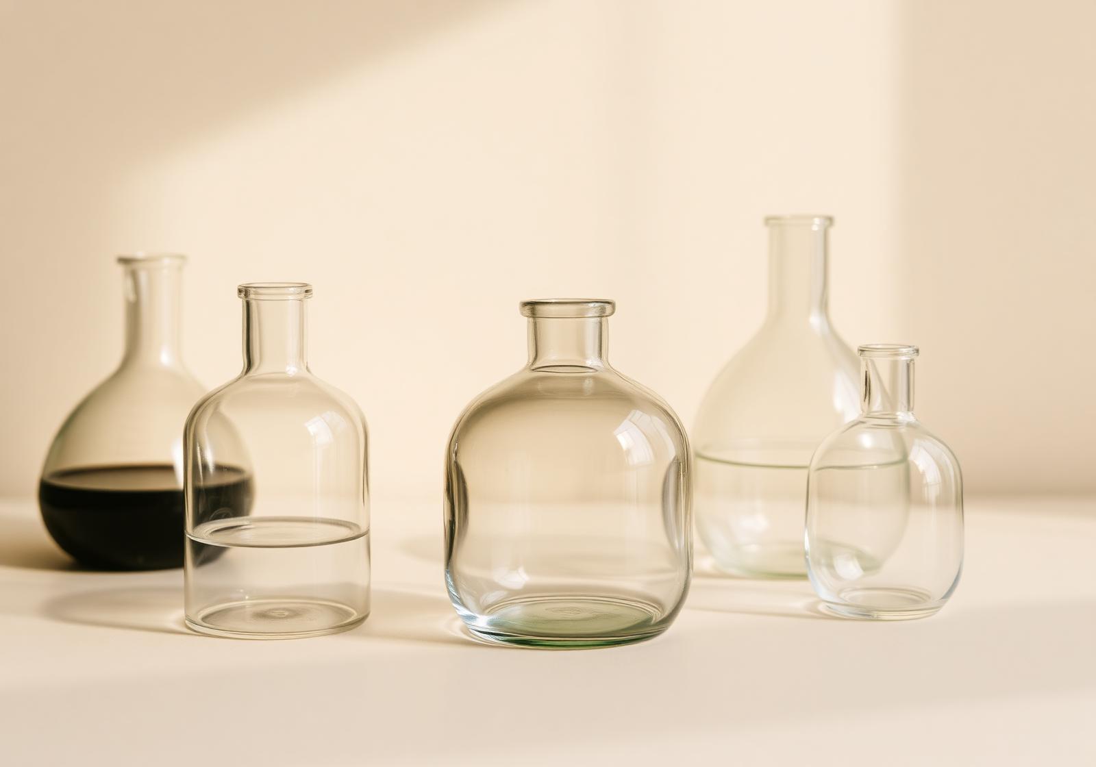 Refined editorial still life of laboratory vessels evoking scientific stewardship.